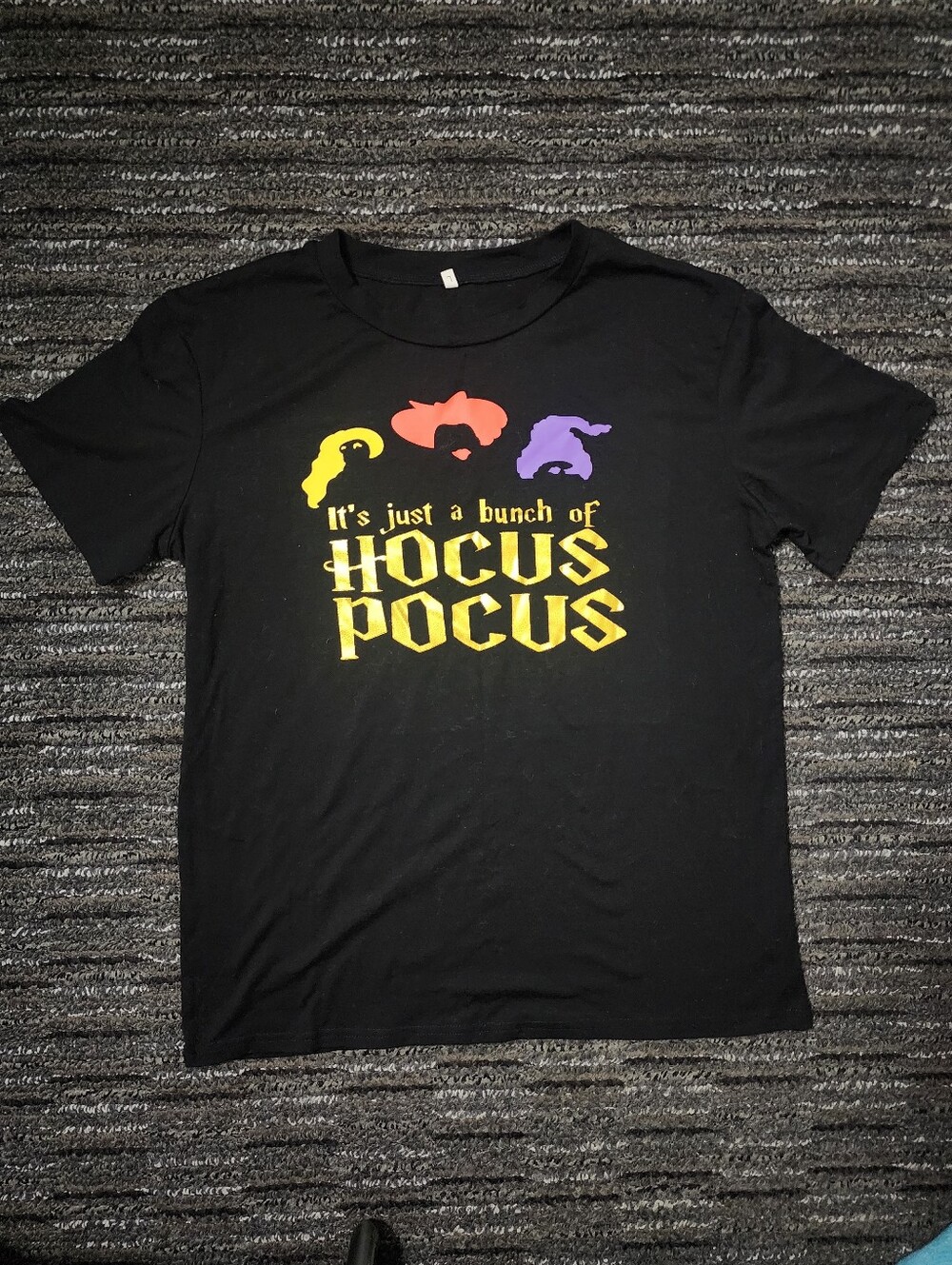 "It's Just A Bunch Of Hocus Pocus" Black Graphic T-shirt Tee Women's Large L EUC